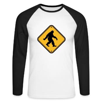 schild hinweis gefahr achtung vorsicht zone warnun - Unisex Baseballshirt langarm - Weiß/Schwarz - Vorne - Nik (191cm)