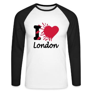 J'aime Londres - T-shirt baseball manches longues Homme - blanc/noir - Devant - Nik (191cm)