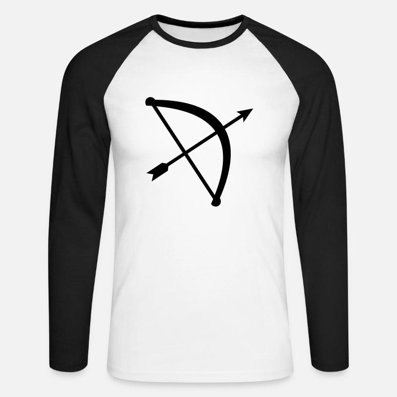 Pfeil Bogen - Unisex Baseballshirt langarm - Weiß/Schwarz