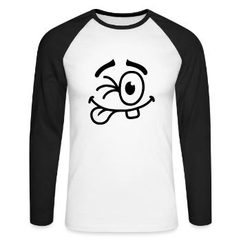 Cool Smiley Face - Unisex Long Sleeve Baseball T-Shirt - white/black - Front - Nik (191cm)