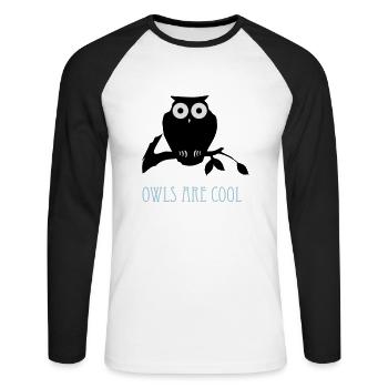 owls are cool - T-shirt baseball manches longues Homme - blanc/noir - Devant - Nik (191cm)
