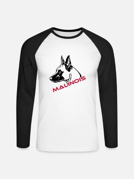 536 Malinois - Unisex Baseballshirt langarm - Weiß/Schwarz