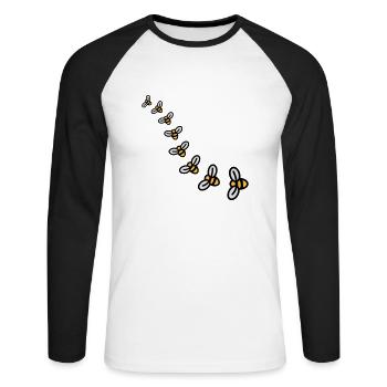 Bees Design - T-shirt baseball manches longues Homme - blanc/noir - Devant - Nik (191cm)