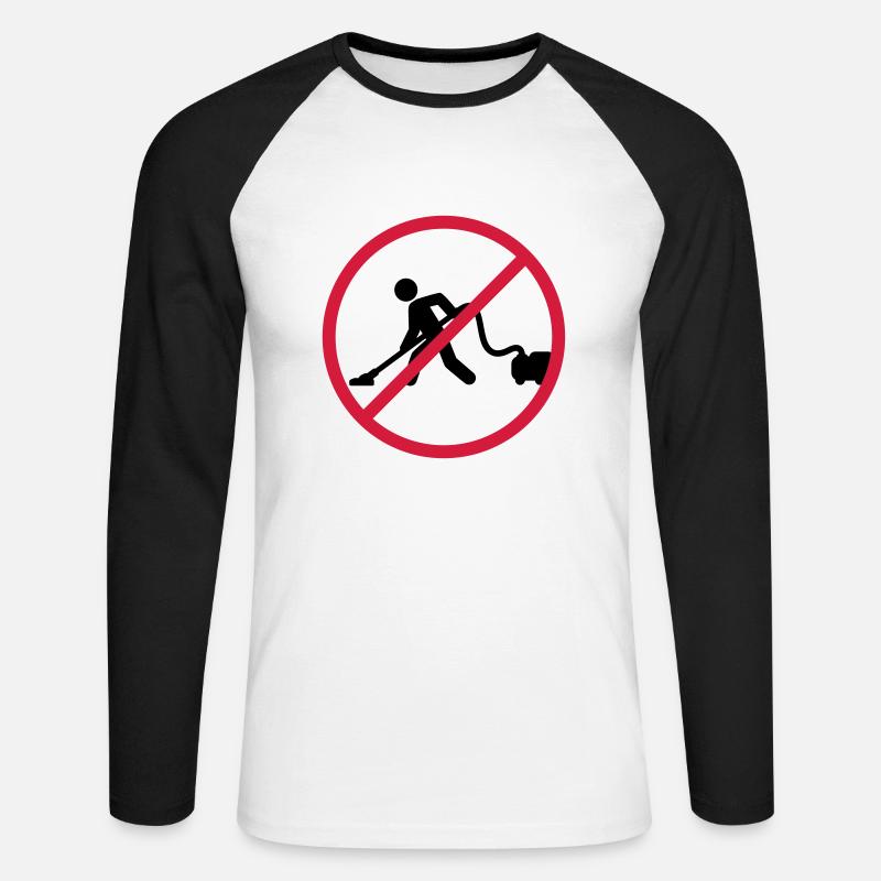 No Vacuuming - Unisex Baseballshirt langarm - Weiß/Schwarz