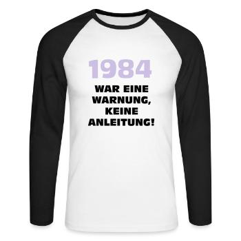 1984 war eine warnung - Unisex Baseballshirt langarm - Weiß/Schwarz - Vorne - Nik (191cm)