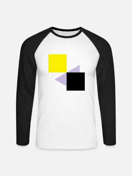 Abstract squares - Unisex Long Sleeve Baseball T-Shirt - white/black