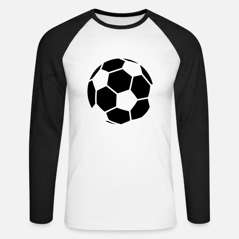 Soccer Pattern - Unisex Baseballshirt langarm - Weiß/Schwarz