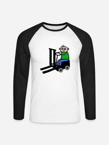 Gabelstaplerfahrer - Gabelstapler - Unisex Baseballshirt langarm - Weiß/Schwarz