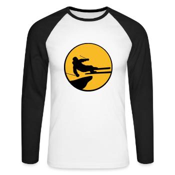 sprungschanze springen stunt trick klippe hoch fli - Unisex Baseballshirt langarm - Weiß/Schwarz - Vorne - Nik (191cm)