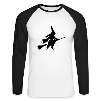 Sorcière - T-shirt baseball manches longues Homme - blanc/noir - Devant - Nik (191cm)