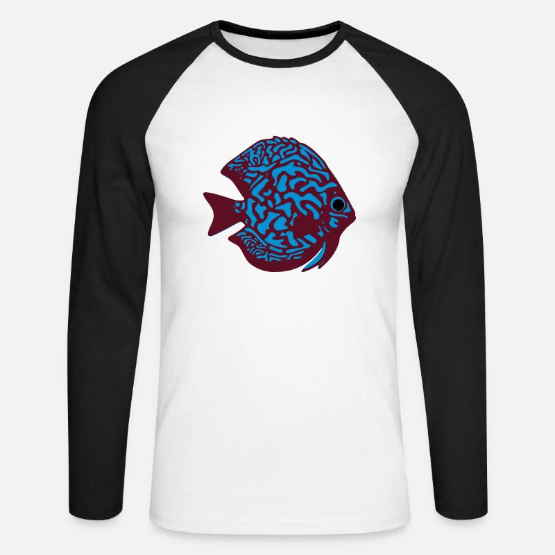 Diskusfisch vektor - Unisex Baseballshirt langarm - Weiß/Schwarz