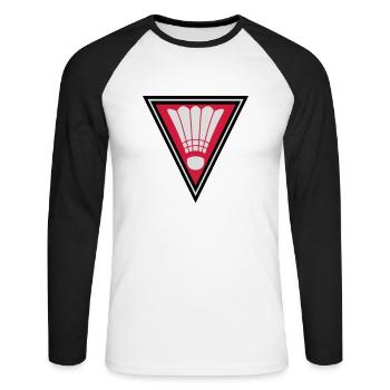 Triangle Badminton Logo - Unisex Baseballshirt langarm - Weiß/Schwarz - Vorne - Nik (191cm)