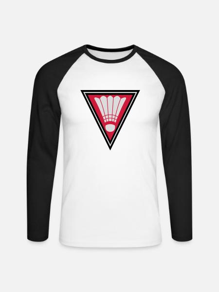 Triangle Badminton Logo - Unisex Baseballshirt langarm - Weiß/Schwarz
