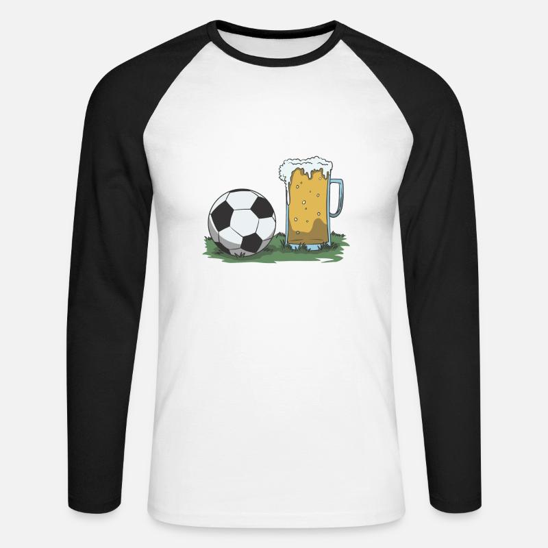 Fußball und Bier Geschenk Idee - Unisex Baseballshirt langarm - Weiß/Schwarz