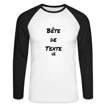 Beast of text, Word Games Francois Ville - Unisex Long Sleeve Baseball T-Shirt - white/black - Front - Nik (191cm)