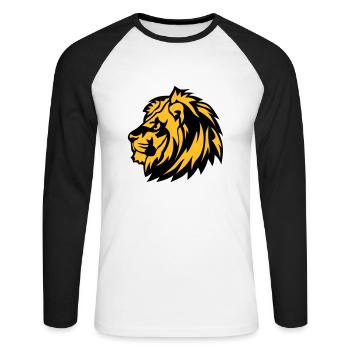 lion sauvage animaux 1710 - T-shirt baseball manches longues Homme - blanc/noir - Devant - Nik (191cm)