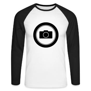 Caméra / / appareil photo numérique / / appareil - T-shirt baseball manches longues Homme - blanc/noir - Devant - Nik (191cm)