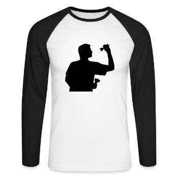 Jeu de fléchettes - T-shirt baseball manches longues Homme - blanc/noir - Devant - Nik (191cm)