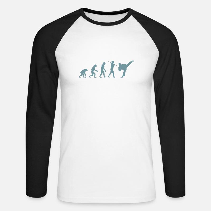 Karate evolution - Unisex Long Sleeve Baseball T-Shirt - white/black
