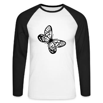 Schmetterlinge: Callitaera Aurora - T-shirt baseball manches longues Homme - blanc/noir - Devant - Nik (191cm)