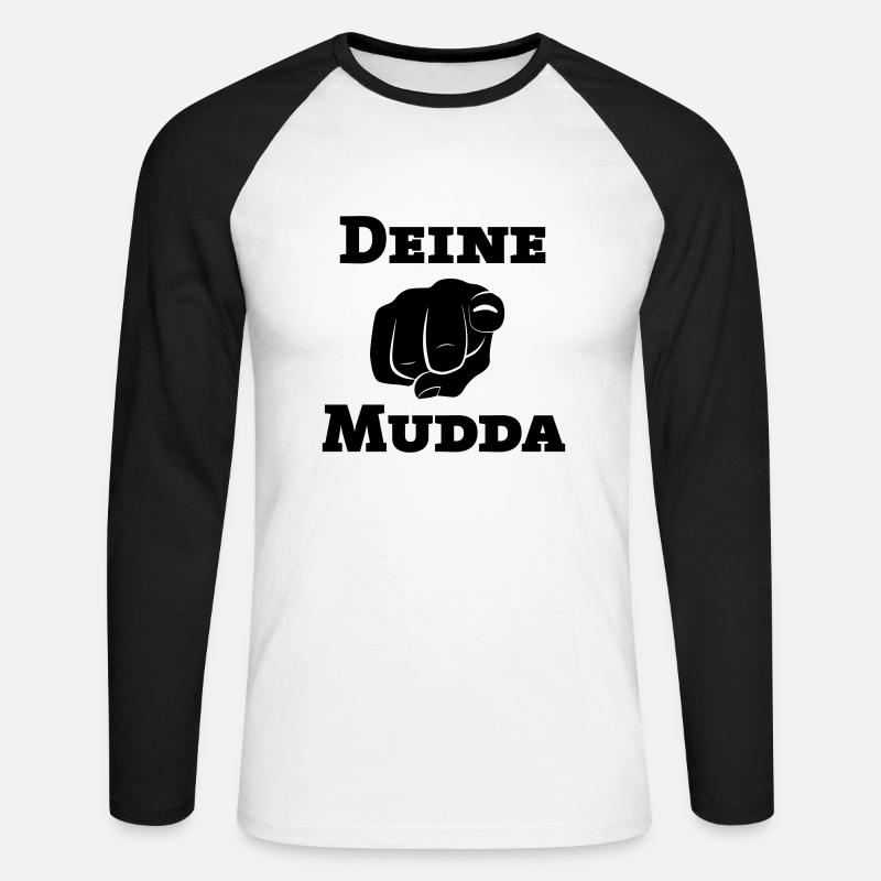 Deine Mudda - Unisex Baseballshirt langarm - Weiß/Schwarz