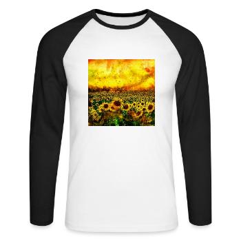 abstract sunflowers wsstd - Unisex Long Sleeve Baseball T-Shirt - white/black - Front - Nik (191cm)