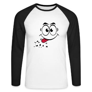 Gesicht Zunge 1 - Unisex Baseballshirt langarm - Weiß/Schwarz - Vorne - Nik (191cm)