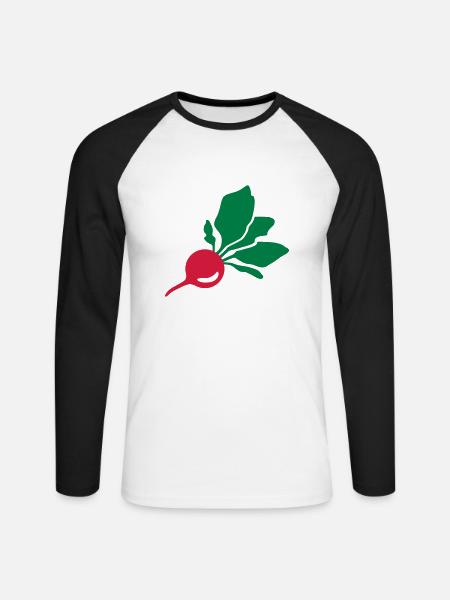 Radieschen - Unisex Baseballshirt langarm - Weiß/Schwarz
