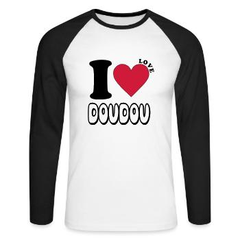 ilovedoudou - T-shirt baseball manches longues Homme - blanc/noir - Devant - Nik (191cm)
