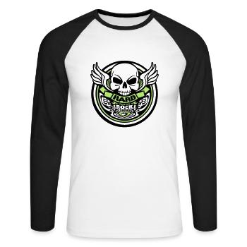 hardRock oldschool - Unisex Baseballshirt langarm - Weiß/Schwarz - Vorne - Nik (191cm)