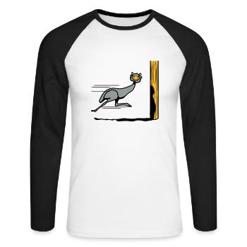 Drôle, autruche émeu course cool drôle de bande de - T-shirt baseball manches longues Homme - blanc/noir - Devant - Nik (191cm)
