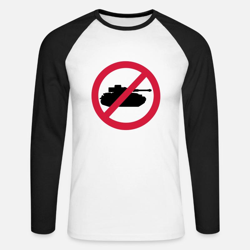 Panzer - Unisex Baseballshirt langarm - Weiß/Schwarz