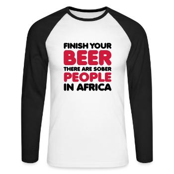 Beer - Unisex Baseballshirt langarm - Weiß/Schwarz - Vorne - Nik (191cm)