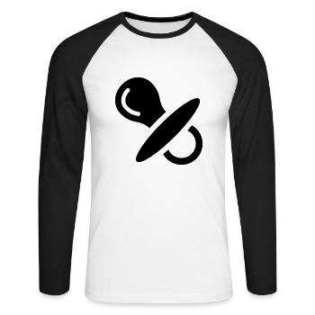 Sucettes, bébé, sucer, poitrine, sommeil - T-shirt baseball manches longues Homme - blanc/noir - Devant - Nik (191cm)