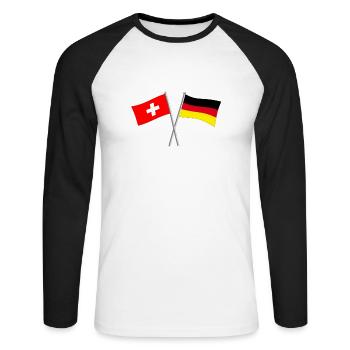 Deutschland Schweiz - Unisex Baseballshirt langarm - Weiß/Schwarz - Vorne - Nik (191cm)