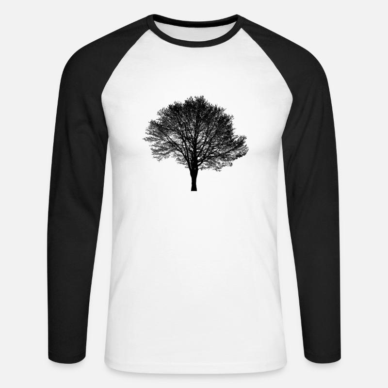 tree - Unisex Long Sleeve Baseball T-Shirt - white/black