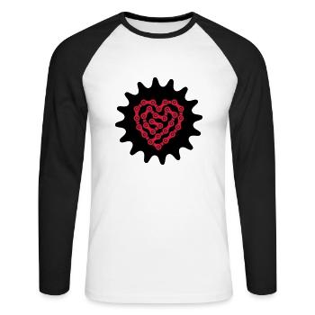 Love My Bike - Unisex Baseballshirt langarm - Weiß/Schwarz - Vorne - Nik (191cm)