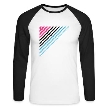 Triangular shape lines Many lines pattern - Unisex Long Sleeve Baseball T-Shirt - white/black - Front - Nik (191cm)