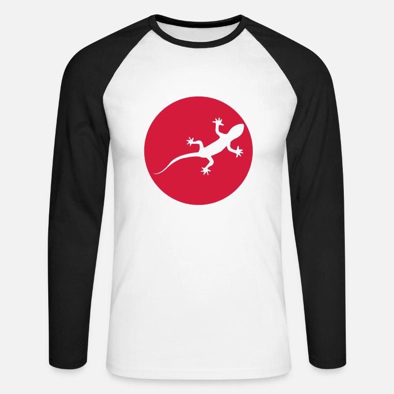 gecko03 - Unisex Baseballshirt langarm - Weiß/Schwarz