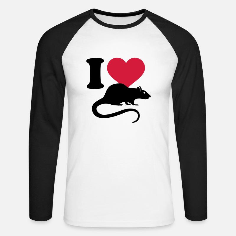 Ratte - Unisex Baseballshirt langarm - Weiß/Schwarz
