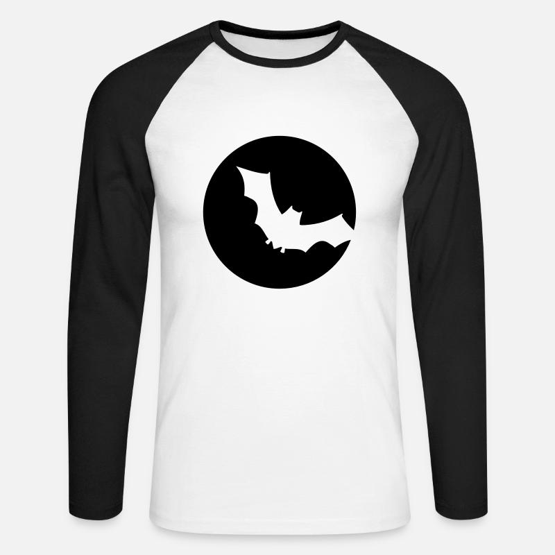 Fledermaus - Unisex Baseballshirt langarm - Weiß/Schwarz