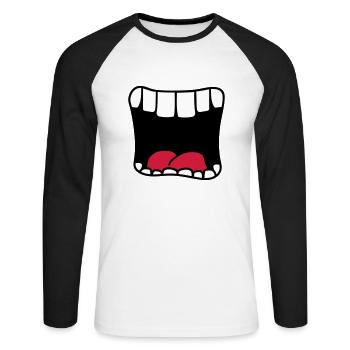 mouth screaming big mouth bruellen comic cartoon - Unisex Long Sleeve Baseball T-Shirt - white/black - Front - Nik (191cm)