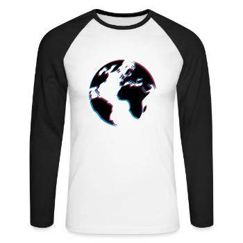 3d earth planet world continents map laender sea - Unisex Long Sleeve Baseball T-Shirt - white/black - Front - Nik (191cm)