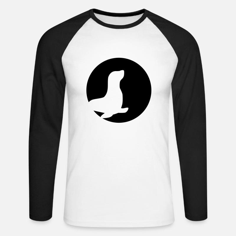 Robbe - Unisex Baseballshirt langarm - Weiß/Schwarz