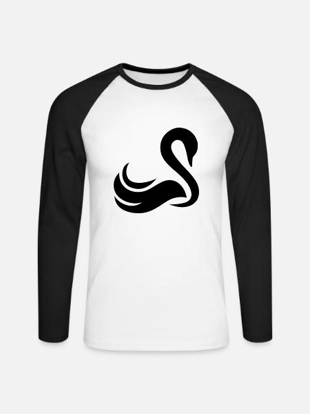 Schwan - Unisex Baseballshirt langarm - Weiß/Schwarz