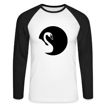 Cygne - T-shirt baseball manches longues Homme - blanc/noir - Devant - Nik (191cm)