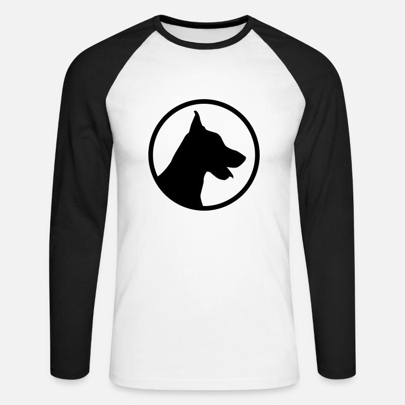 Dobermann - Unisex Baseballshirt langarm - Weiß/Schwarz