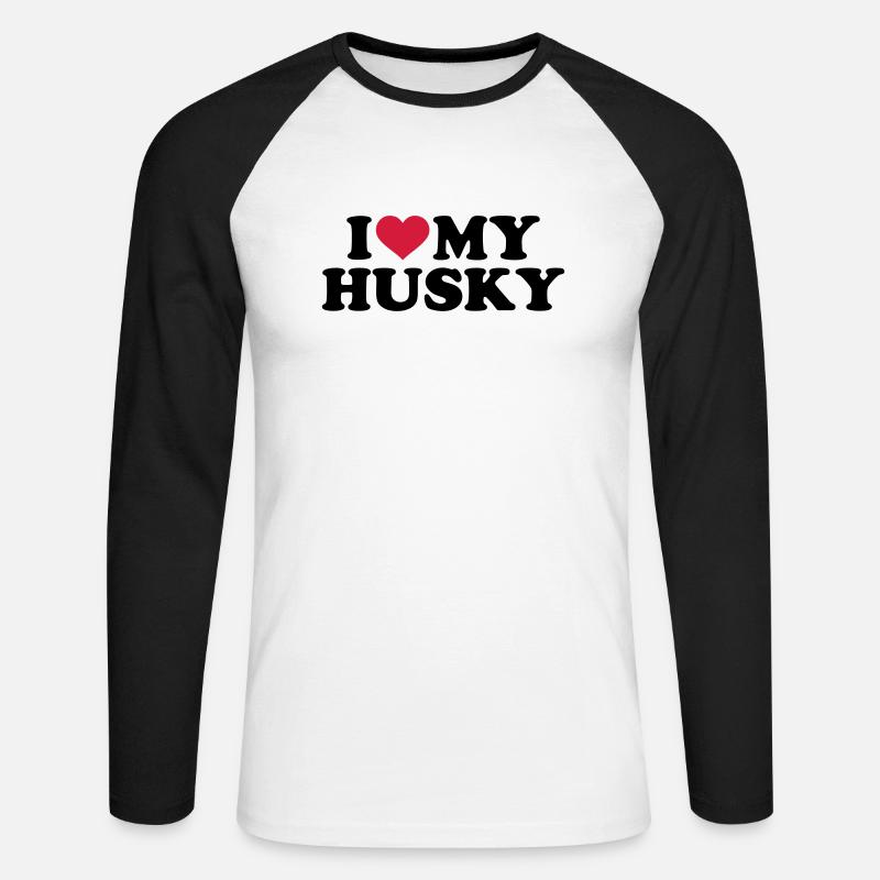 Husky - Unisex Baseballshirt langarm - Weiß/Schwarz