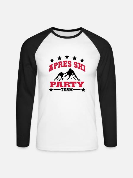 apres_ski_5_2f - Unisex Baseballshirt langarm - Weiß/Schwarz