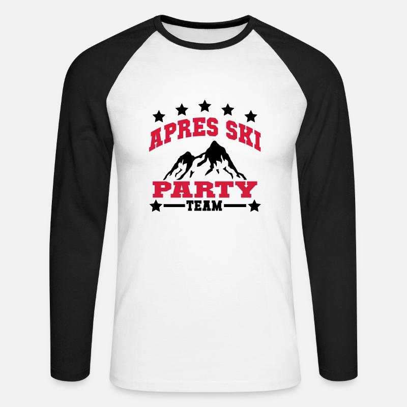 apres_ski_5_2f - Unisex Baseballshirt langarm - Weiß/Schwarz